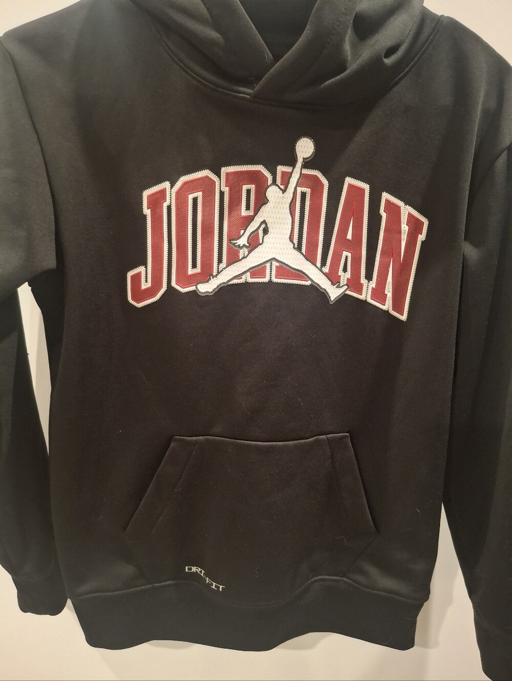 Jordan boy’s Black Crewneck Hoodie with Red and White Logo